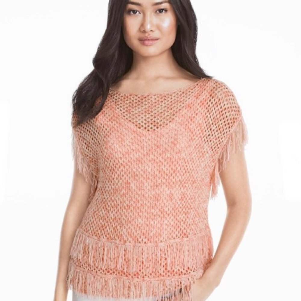 White House Black Market Knit Sweater Fringe Knit Top
